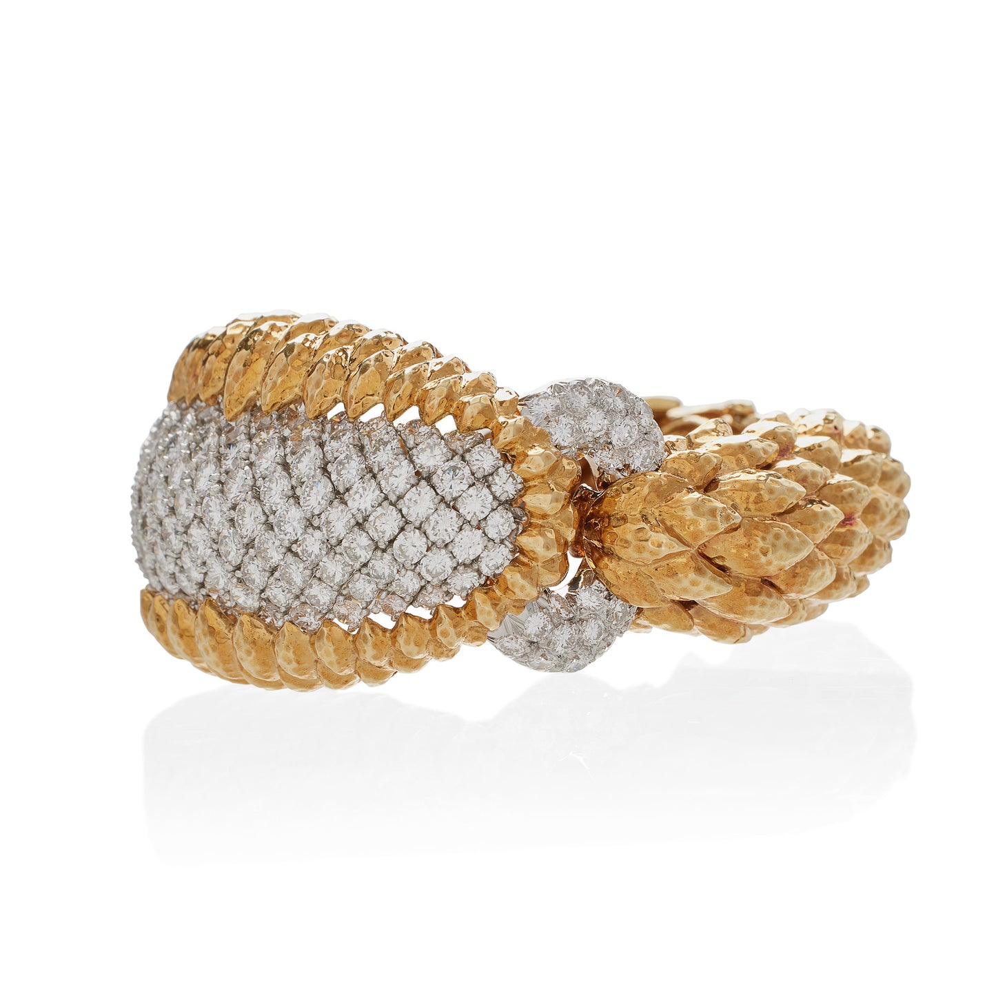 Macklowe Gallery David Webb New York Unique “Crosshatch” Diamond Bracelet