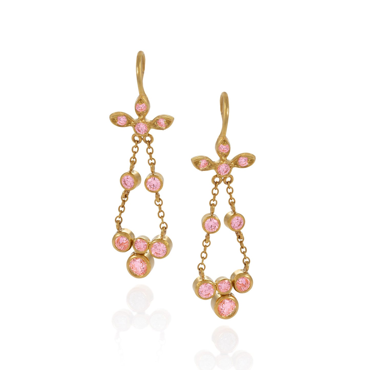 Macklowe Gallery Gold and Pink Sapphire Flexible Drop Earrings