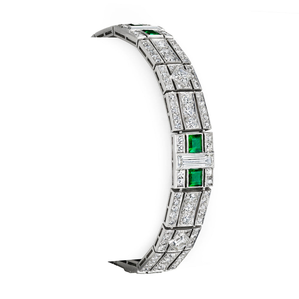 
                      
                        Macklowe Gallery Tiffany & Co. Art Deco Emerald and Diamond Bracelet
                      
                    