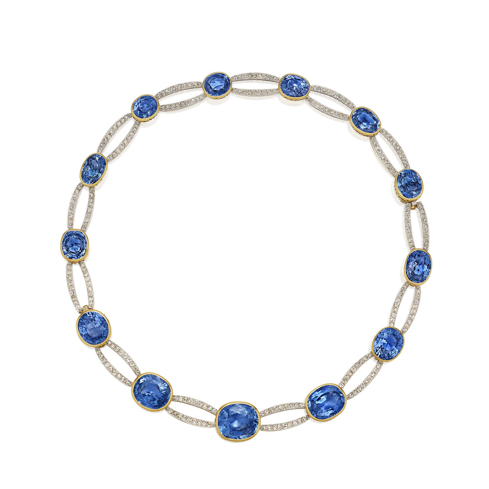 Macklowe Gallery Belle Époque Convertible Sapphire and Diamond Necklace