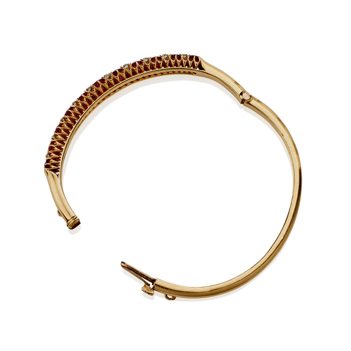 Macklowe Gallery Ruby and Old Mine-cut Diamond Bangle Bracelet