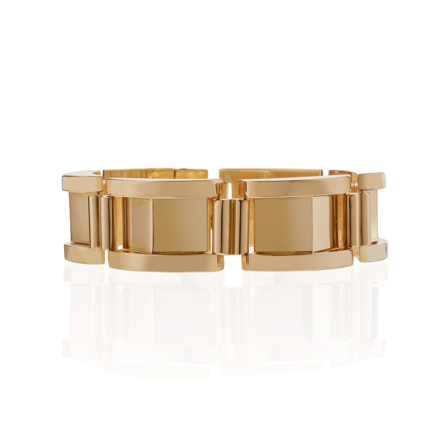 Macklowe Gallery Janlys Paris Retro 18K Gold Tank Bracelet