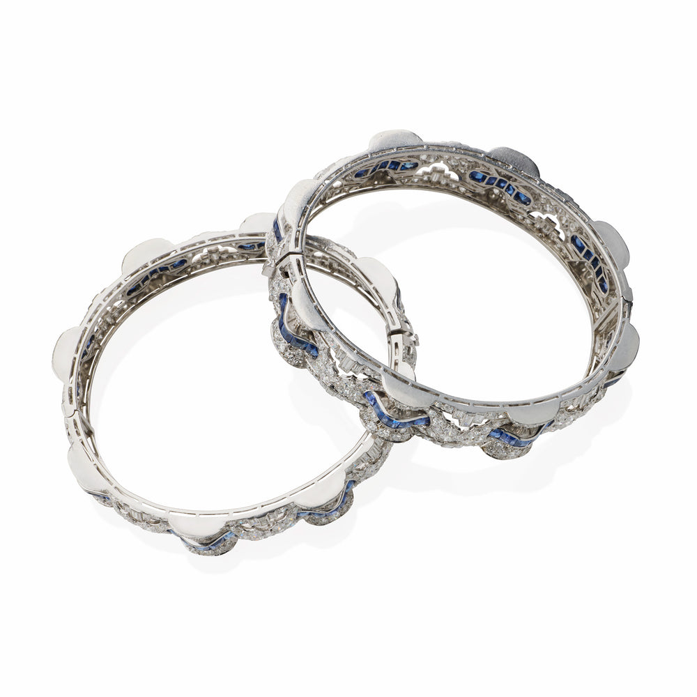 
                      
                        Macklowe Gallery Pair of Unusual French Art Deco Diamond Bangle Bracelets
                      
                    