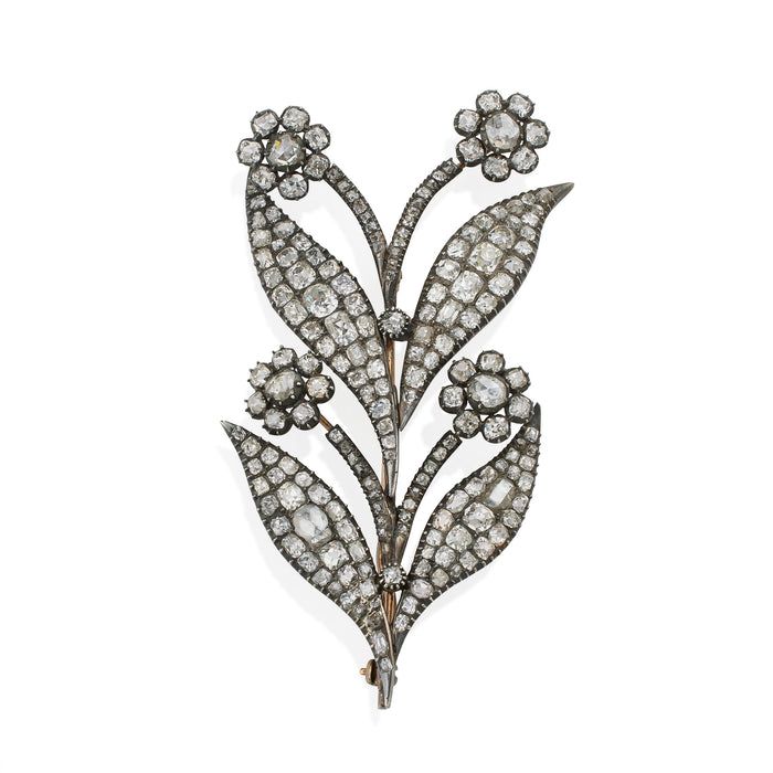 Macklowe Gallery Antique Diamond Flower Brooch