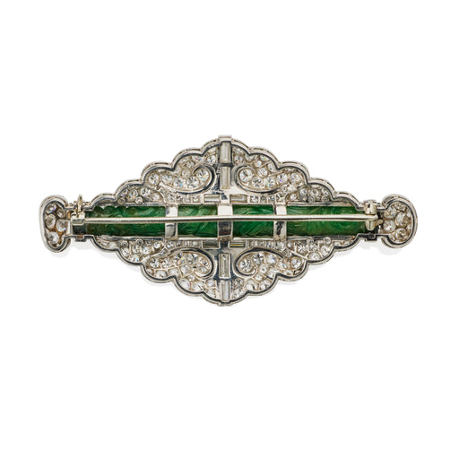 Macklowe Gallery Cartier Art Deco Jadeite and Diamond Brooch