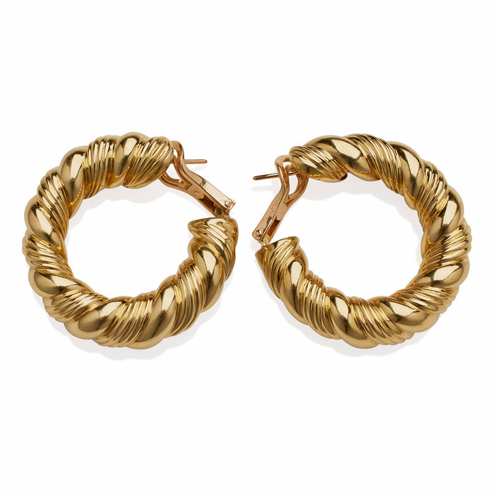 Macklowe Gallery Van Cleef & Arpels Paris 18K Gold Twisted Hoop Earrings