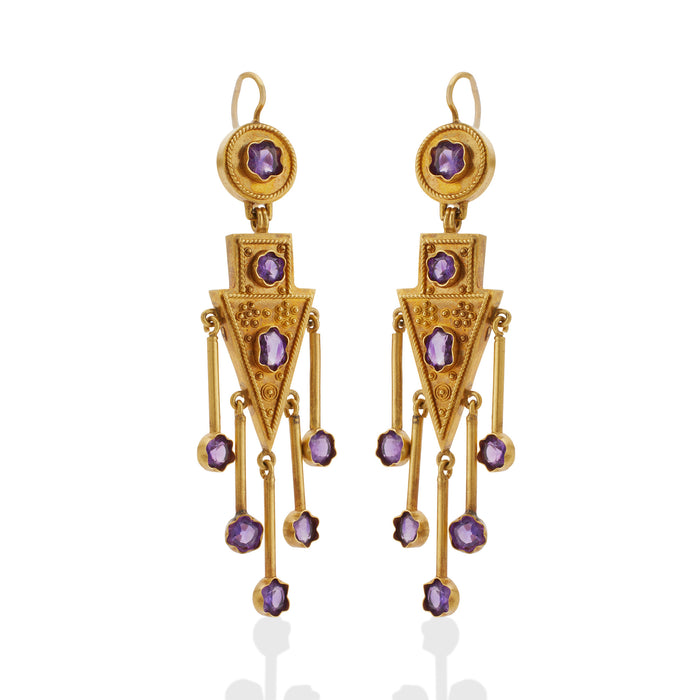 Macklowe Gallery Antique 1860s Amethyst Fringe Earrings