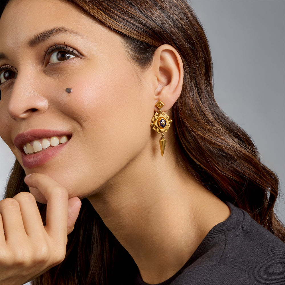 
                      
                        Macklowe Gallery Polychrome Enamel 18K Gold Geometric Pendant Earrings
                      
                    