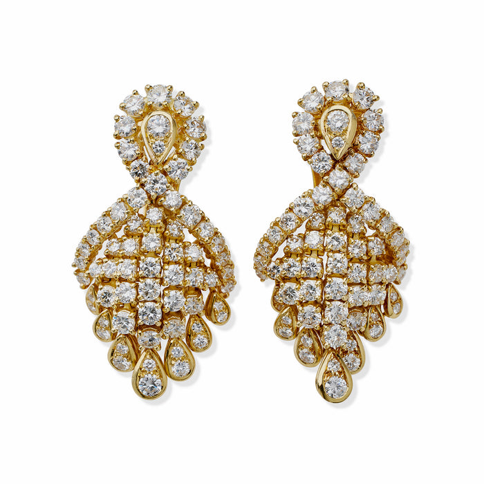 Macklowe Gallery Fred Paris 18K Gold and Diamond Pendant Earrings