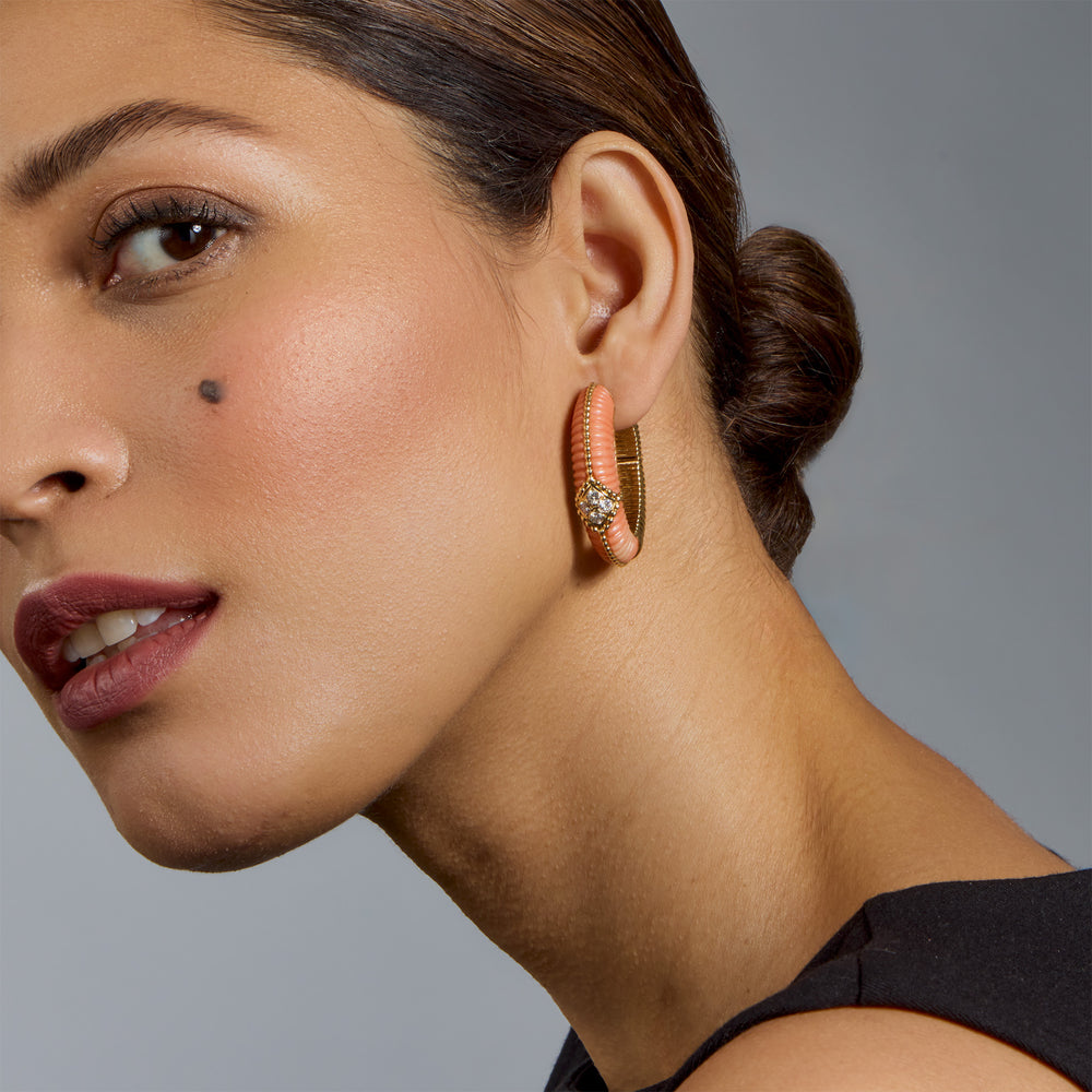 
                      
                        Macklowe Gallery Van Cleef & Arpels Coral Hoop Earrings
                      
                    