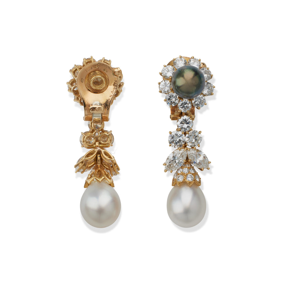 
                      
                        Macklowe Gallery Van Cleef & Arpels Diamond and Pearl Clip Earrings
                      
                    