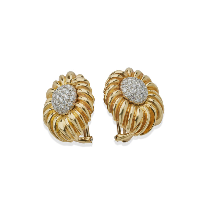 Macklowe Gallery Tiffany & Co. Diamond Flower Clip Earrings