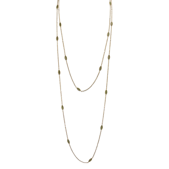 Macklowe Gallery French Art Nouveau 18K Gold and Plique-à-jour Enamel Longchain Necklace