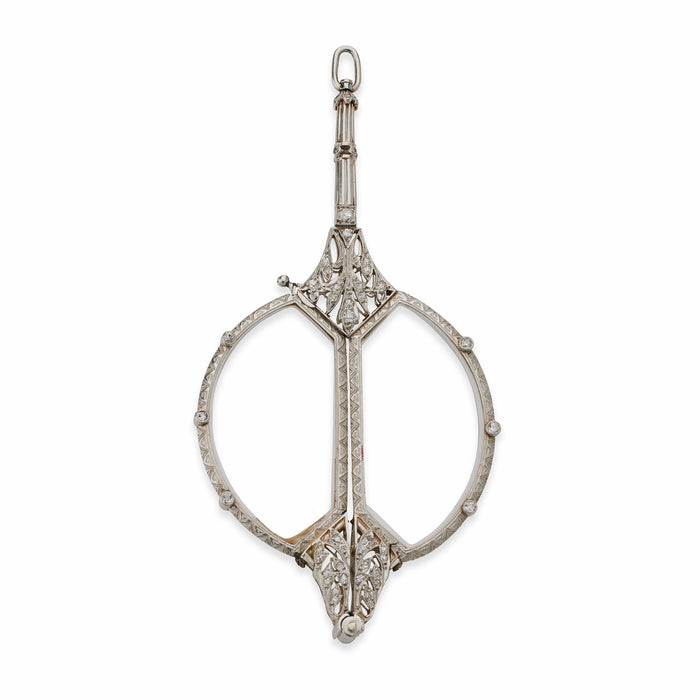 Macklowe Gallery Edwardian Platinum and Diamond Lorgnette Pendant