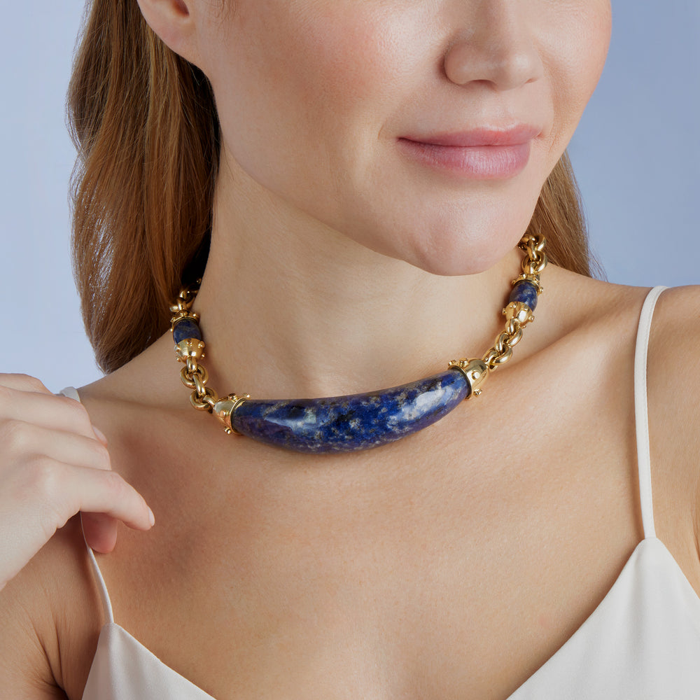 Macklowe Gallery Aldo Cipullo for Cartier 18K Gold and Sodalite "Rounds" Necklace