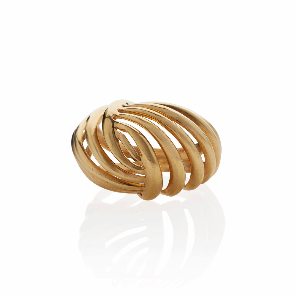 Macklowe Gallery French Retro 18K Gold Bombé Ring