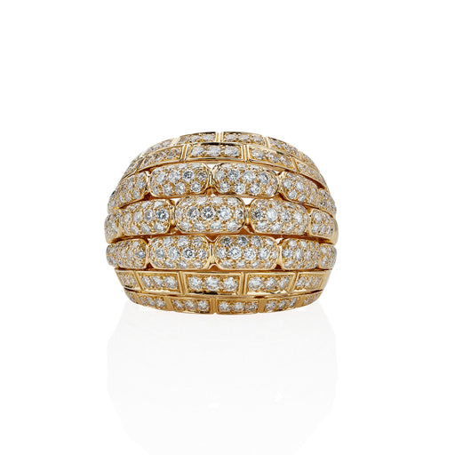 Macklowe Gallery Cartier Paris 18K Gold and Diamond "Maillon Panthère" Bombé Ring