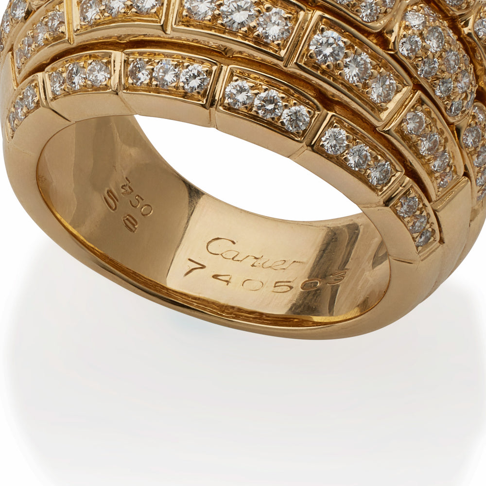 
                      
                        Macklowe Gallery Cartier Paris 18K Gold and Diamond "Maillon Panthère" Bombé Ring
                      
                    