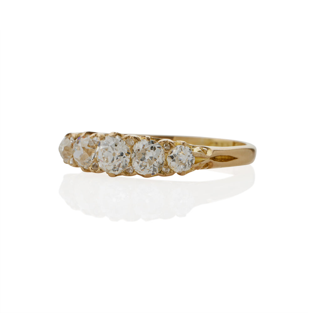 
                      
                        Macklowe Gallery Antique English 18K Gold and Five Stone Diamond Ring
                      
                    