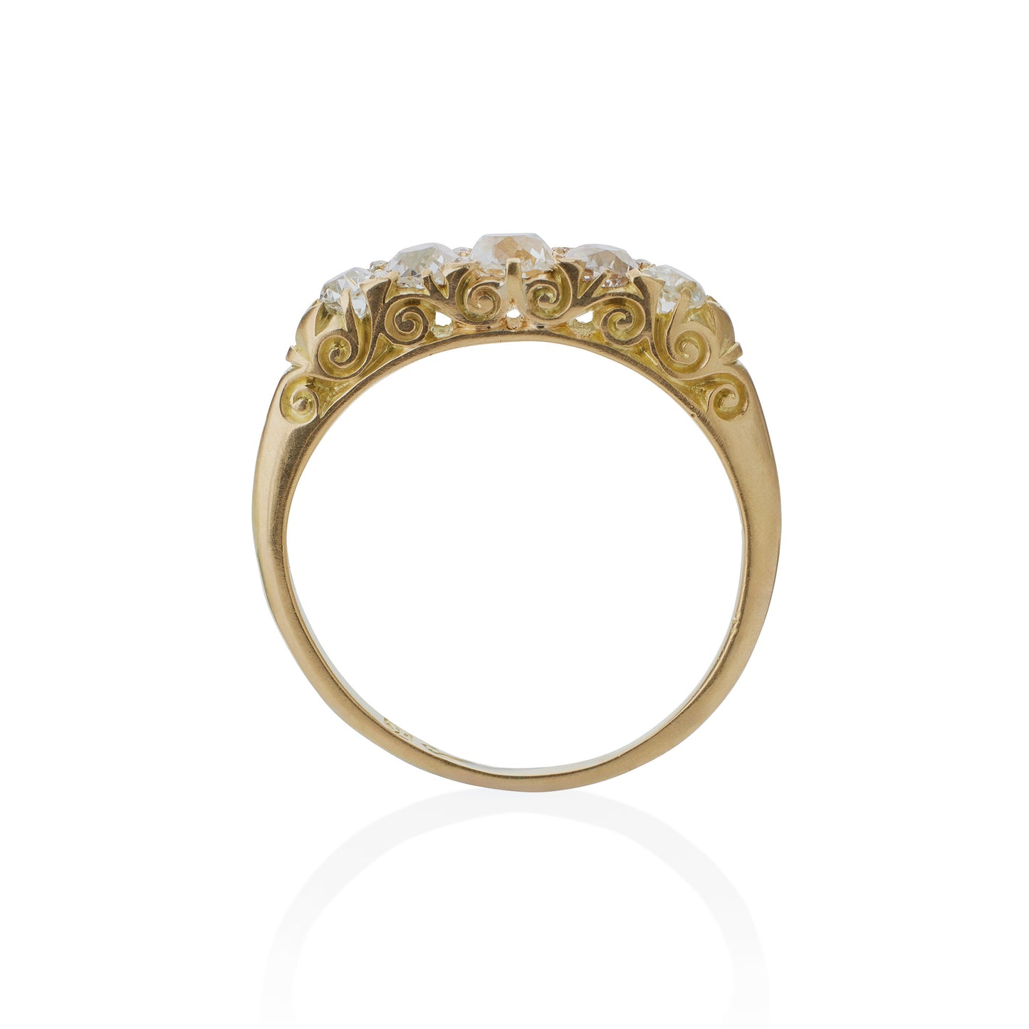 Macklowe Gallery Antique English 18K Gold and Five Stone Diamond Ring