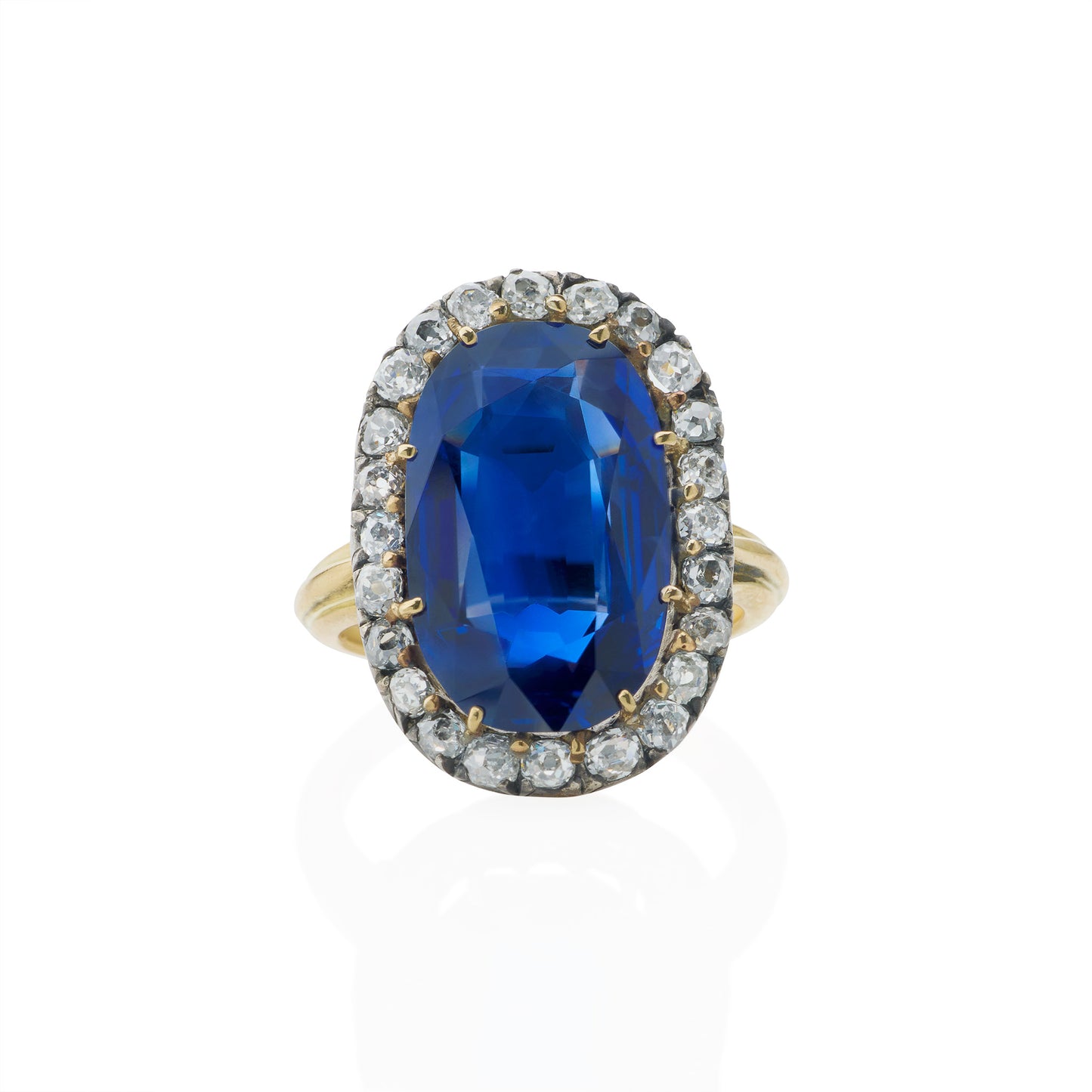 Macklowe Gallery Antique AGL Burma No Heat Sapphire and Diamond Ring