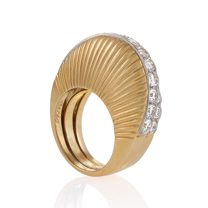 Macklowe Gallery Cartier Stepped Gold and Diamond Ring