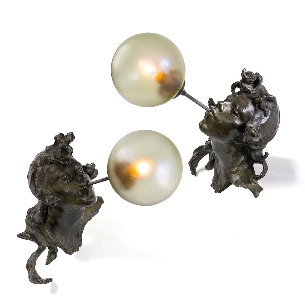 Macklowe Gallery Georges de Kerveguen Pair of Patinated Bronze 'Triton' Sconces