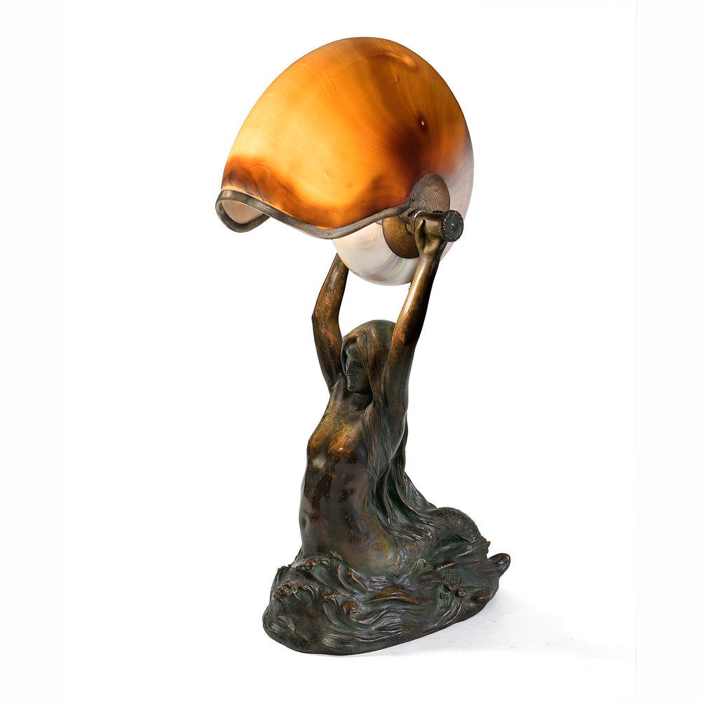 Macklowe Gallery Tiffany Studios New York "Nautilus" Table Lamp With "Mermaid" Base