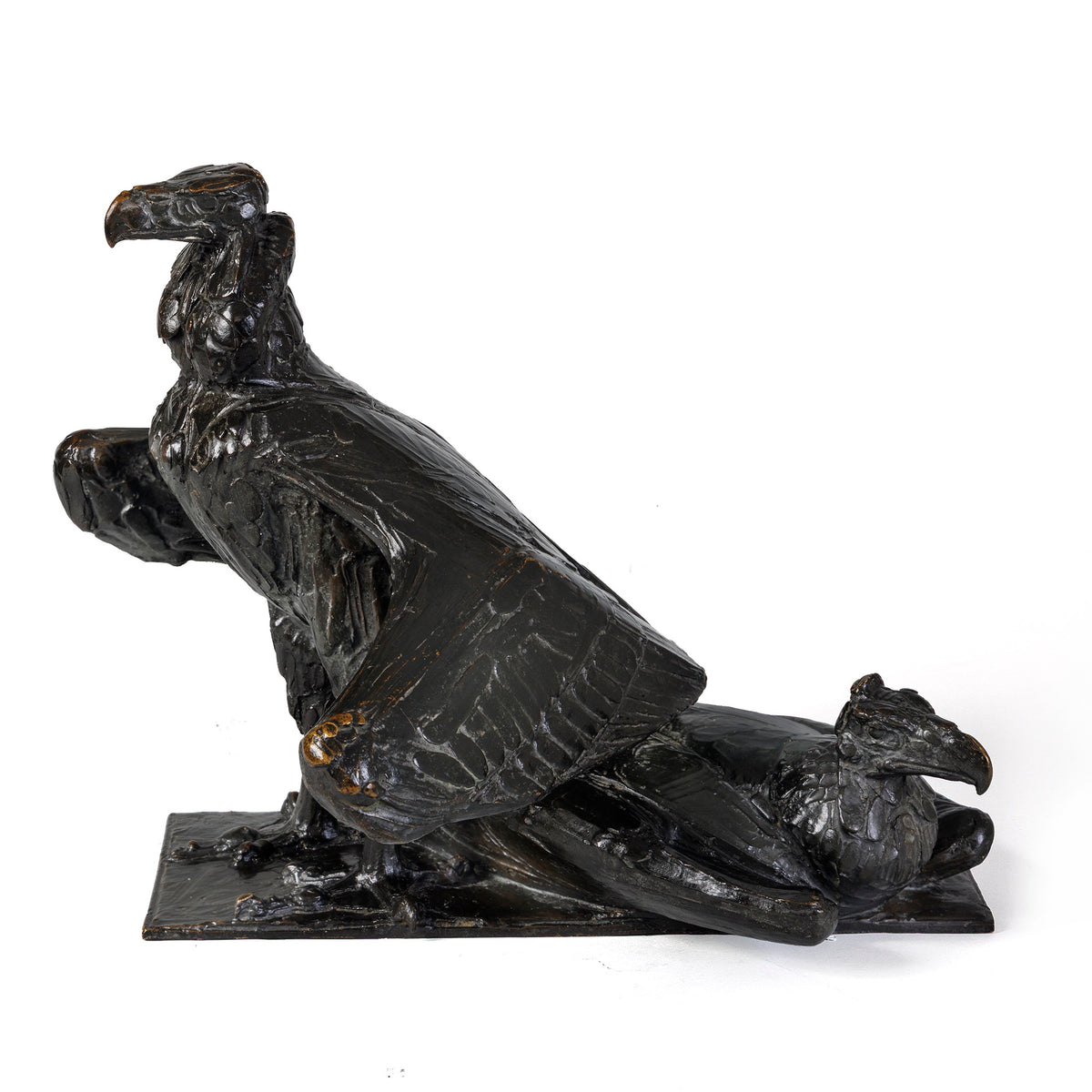 Macklowe Gallery Rembrandt Bugatti "Deux vautours, l'un couché" Bronze Sculpture