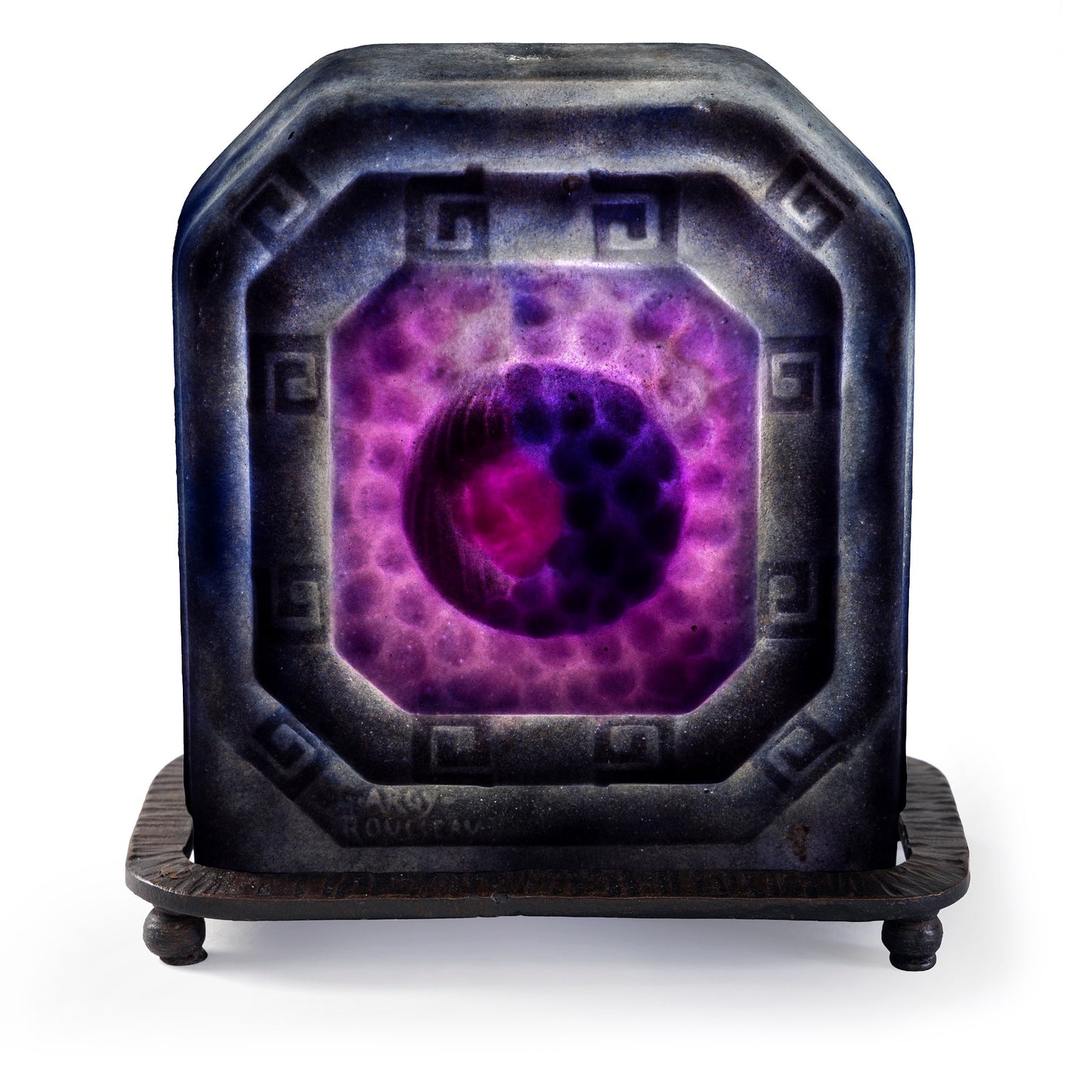 Macklowe Gallery Gabriel Argy-Rouseau Pâte de Verre "Visages en Medallion" Night Light