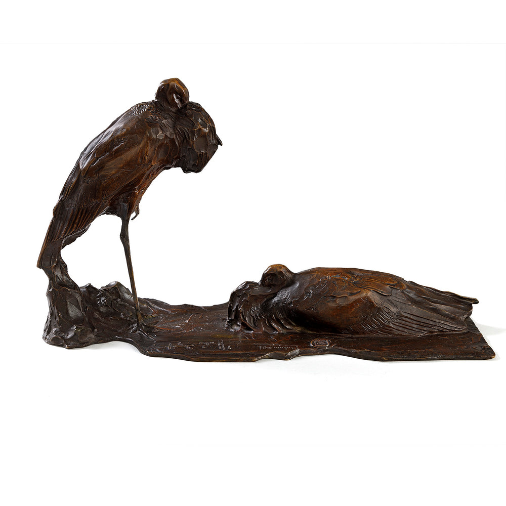 Macklowe Gallery Rembrandt Bugatti "Storks at Rest" Bronze Sculpture