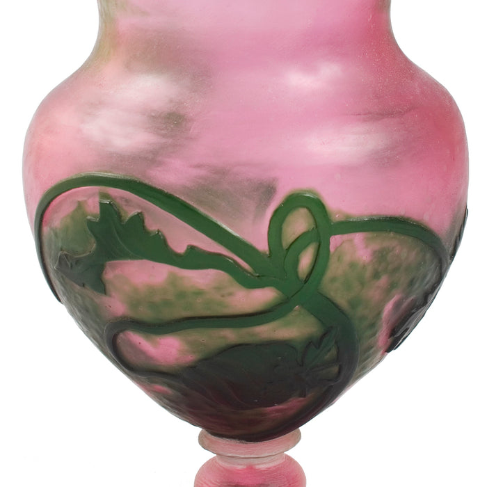 Macklowe Gallery Daum Nancy Wheel-Carved Floral Cameo Glass Vase 