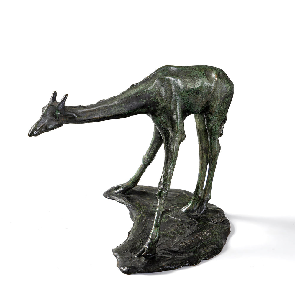 
                      
                        Macklowe Gallery Rembrandt Bugatti "Giraffe Drinking (Girafe en train de boire)" Bronze Sculpture
                      
                    