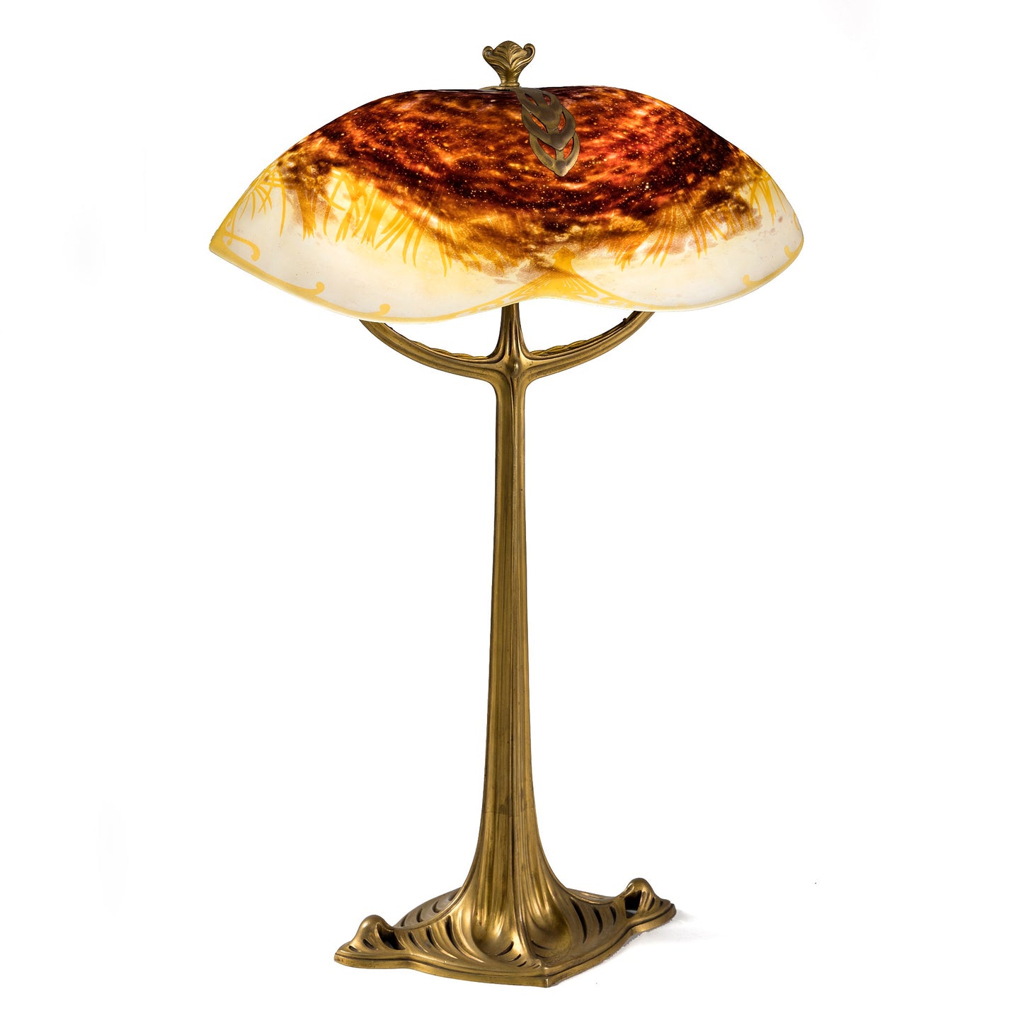 Macklowe Gallery Louis Majorelle Daum Nancy "Peacock Feather" Table Lamp