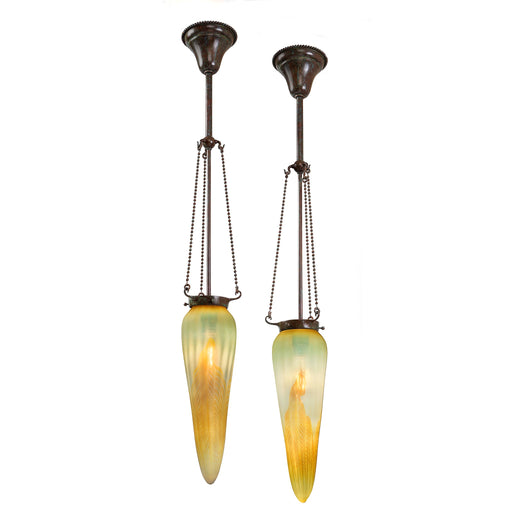 Macklowe Gallery Tiffany Studios New York Pair of Stalactite Chandeliers