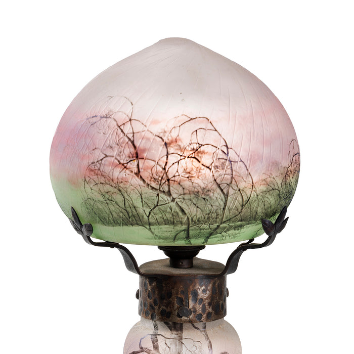 Macklowe Gallery Daum Nancy “Rain Scene” Cameo Glass Table Lamp