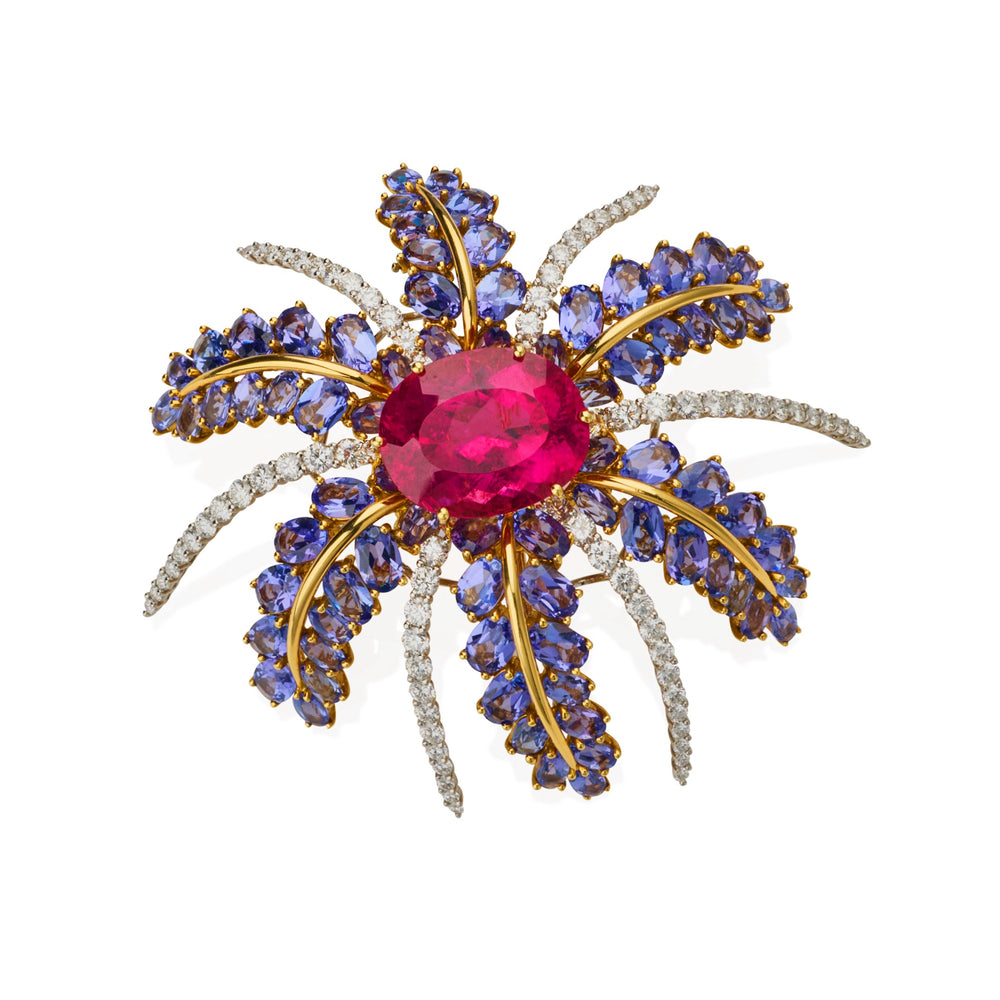 Macklowe Gallery Tiffany & Co. Rubellite and Tanzanite "Fireworks"  Brooch