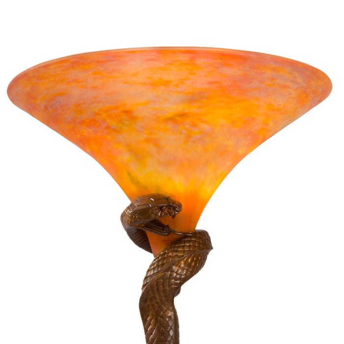 Macklowe Gallery Edgar Brandt and Daum “La Tentation” Table Lamp