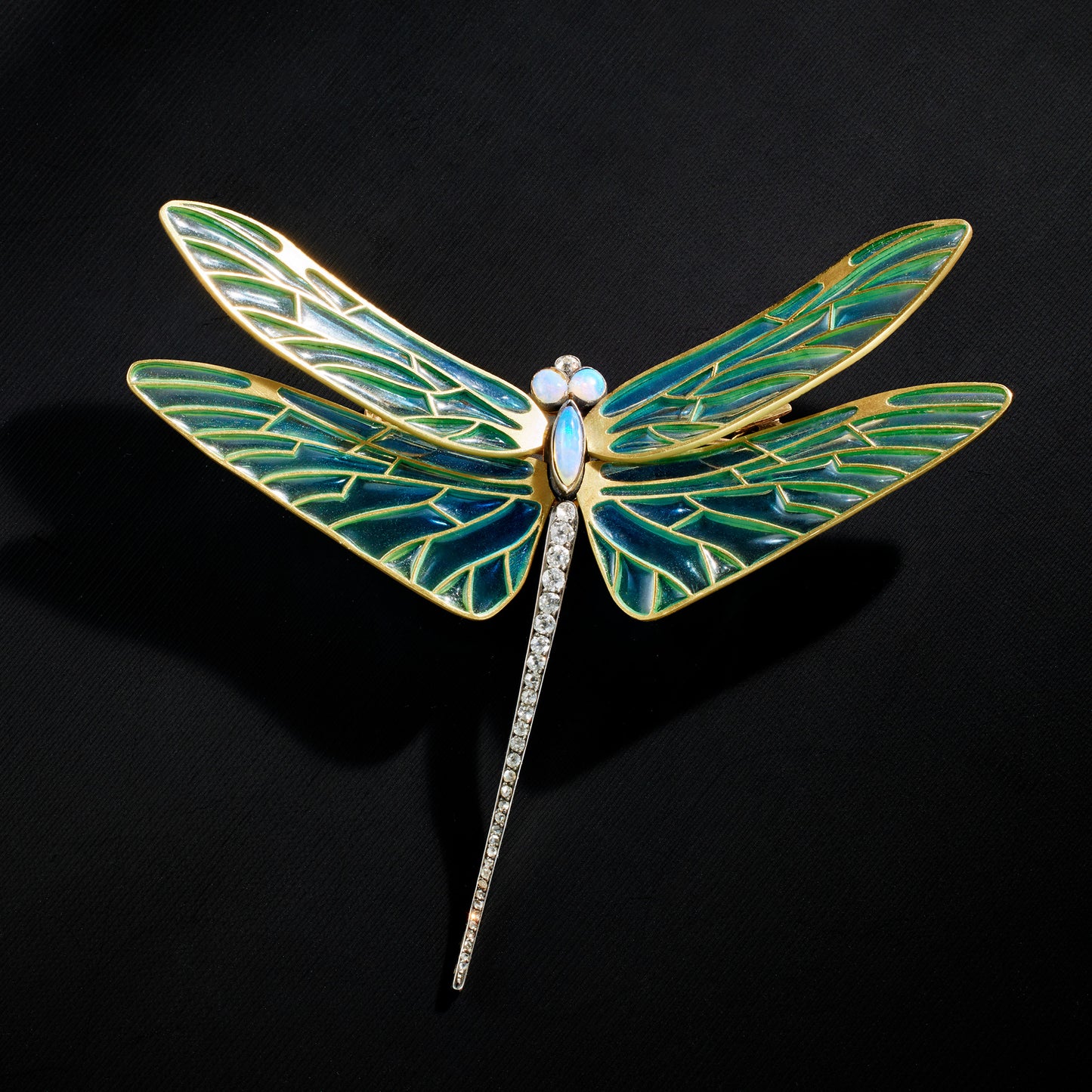 Macklowe Gallery René Lalique Plique-à-jour Enamel Dragonfly Brooch