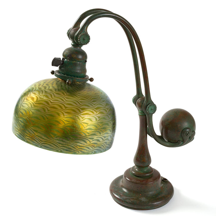 Macklowe Gallery Tiffany Studios New York "Counter Balance" Damascene Favrile Glass Lamp