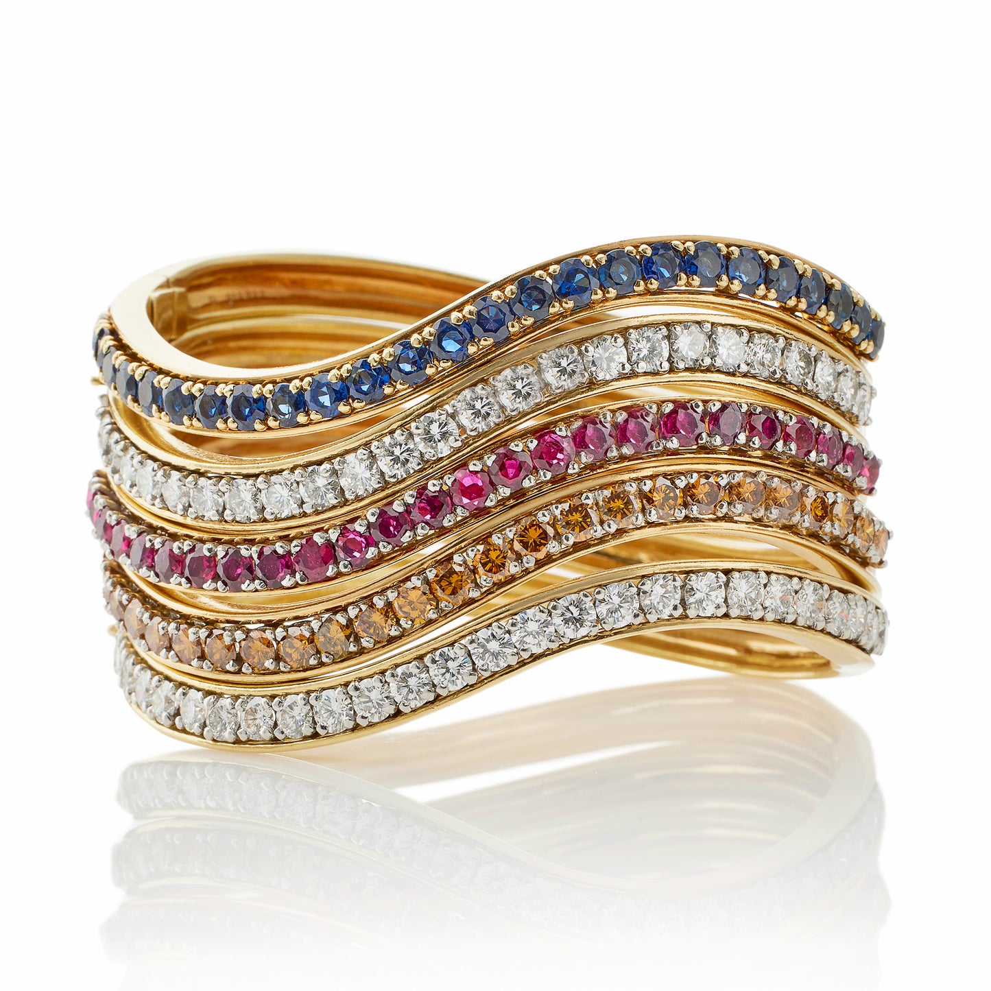 Macklowe Gallery Five Diamond and Gem-set Oscar Heyman Bangle Bracelets