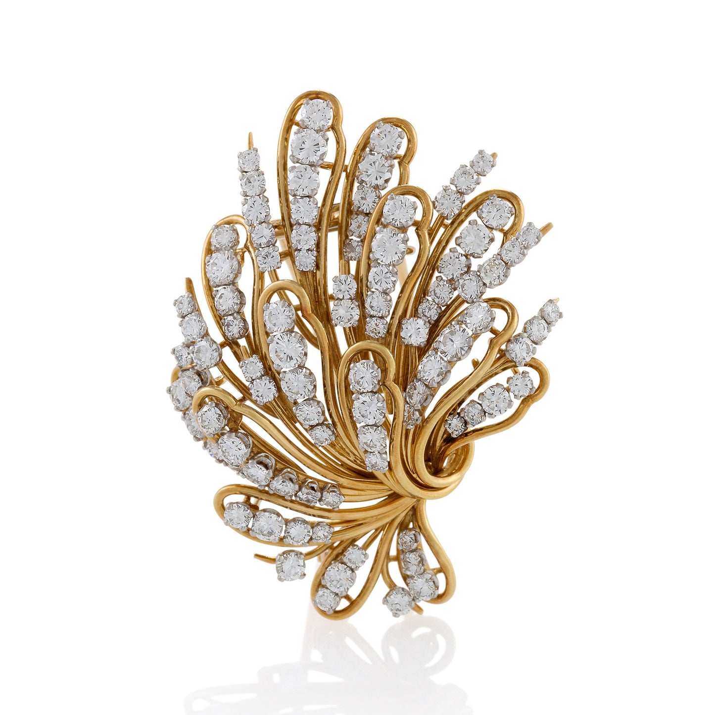 Macklowe Gallery Bulgari Gold and Diamond Bouquet Brooch 