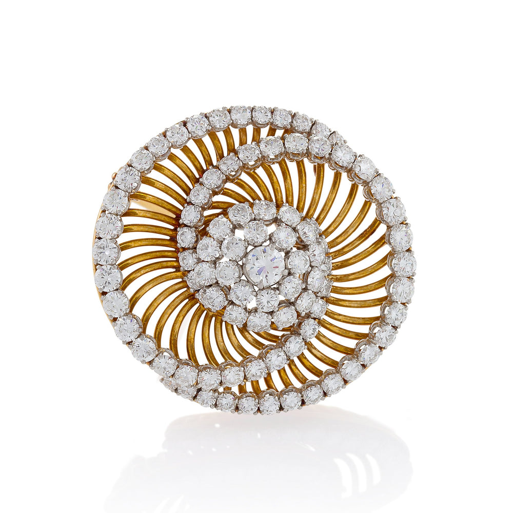 Macklowe Gallery Bulgari Gold and Diamond Spiral Brooch