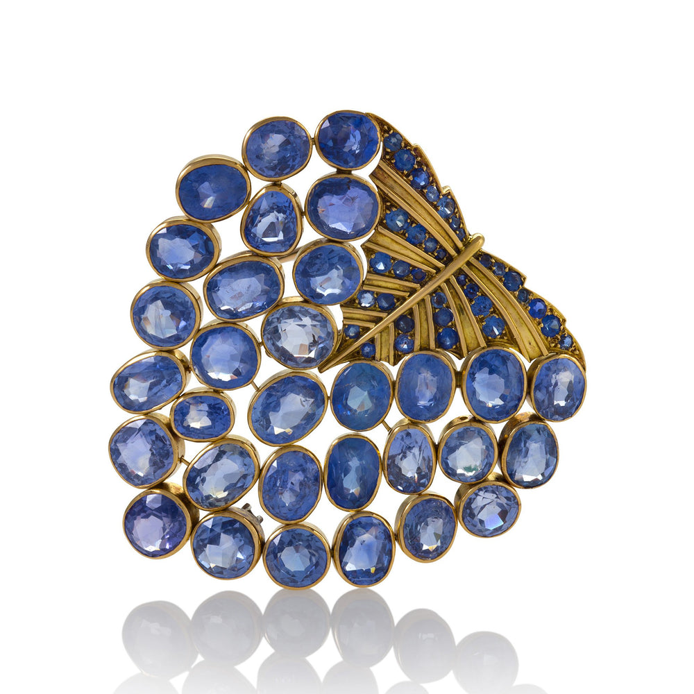 Macklowe Gallery René Boivin Sapphire “Feuille” Brooch