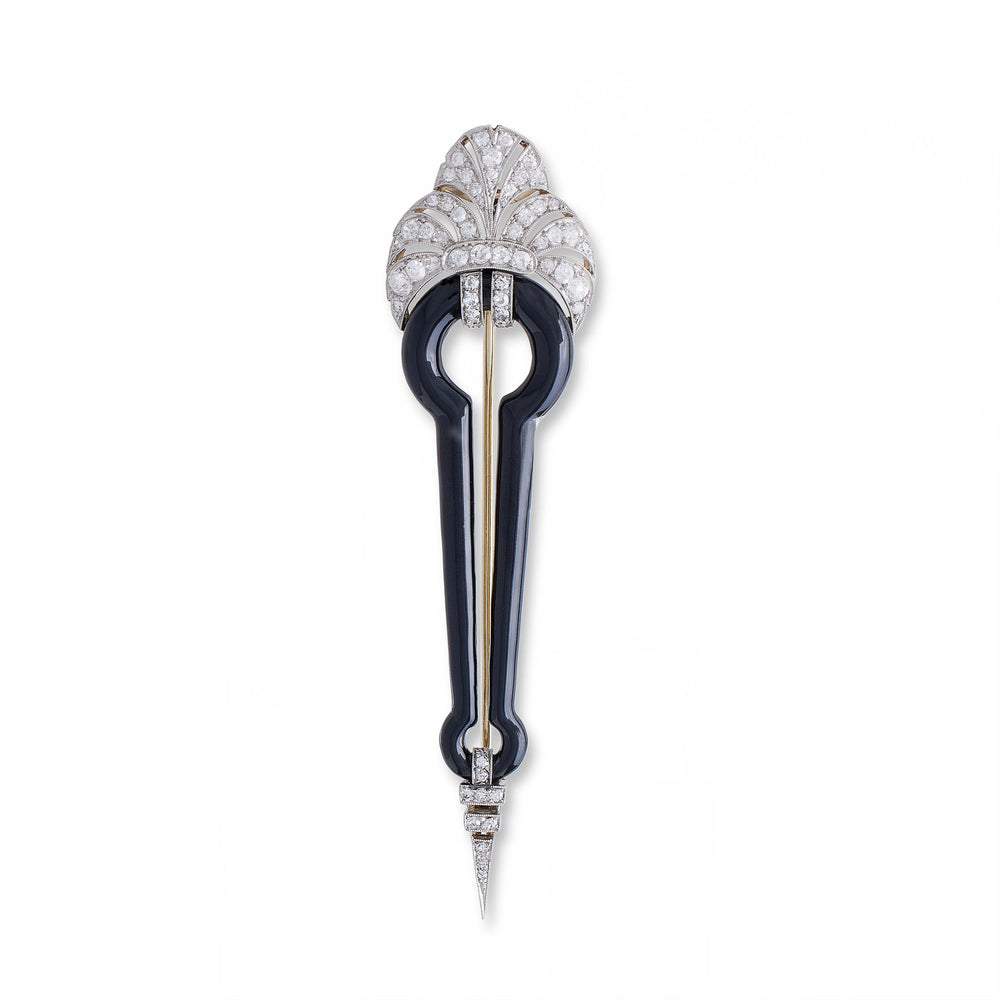 
                      
                        Macklowe Gallery Boucheron Paris Art Deco Diamond and Black Enamel Brooch
                      
                    