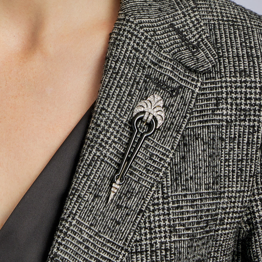 
                      
                        Macklowe Gallery Boucheron Paris Art Deco Diamond and Black Enamel Brooch
                      
                    