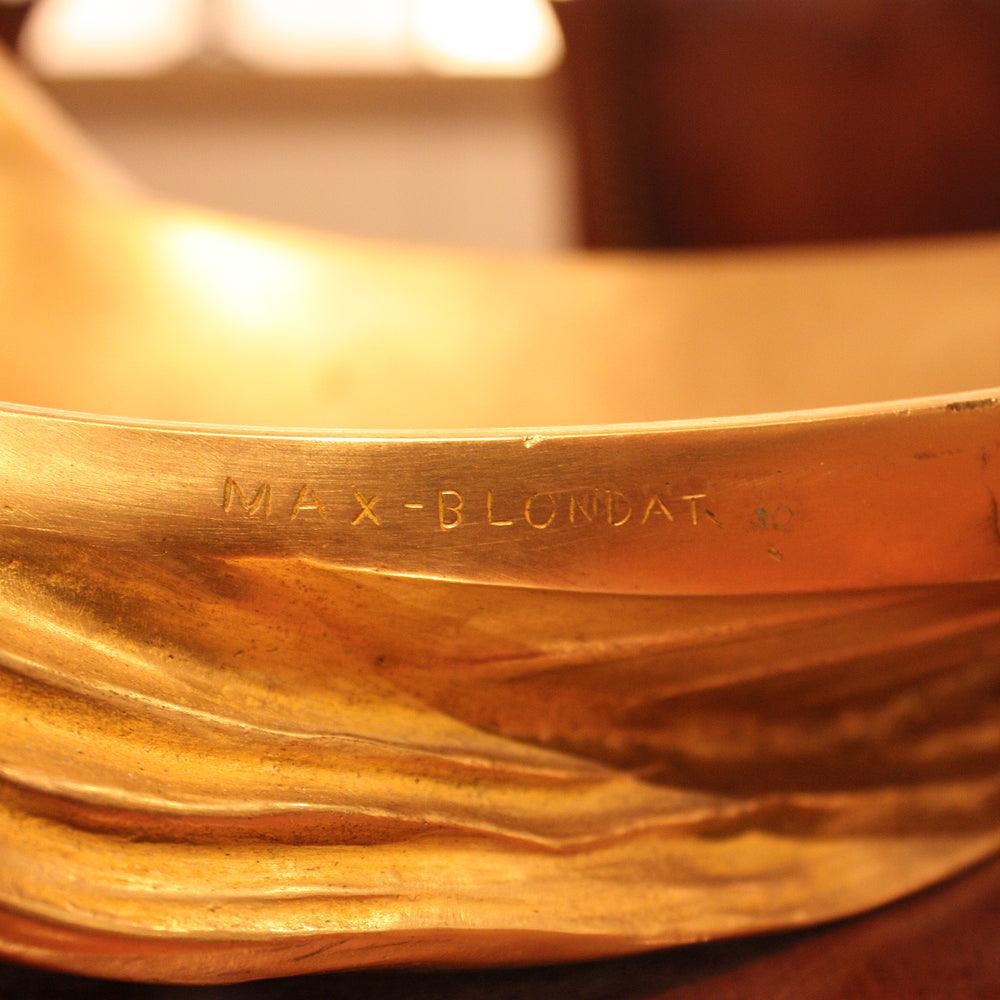 
                      
                        Max Blondat Gilt Bronze "An Embrace" Figural Vide-Poche Dish
                      
                    