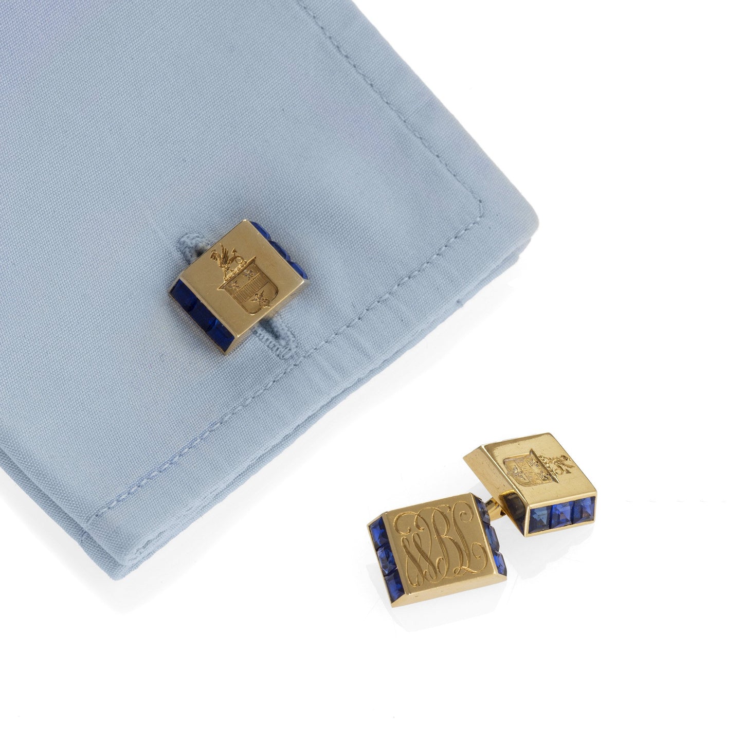 Macklowe Gallery Cartier Sapphire and Gold Bar Cuff Links