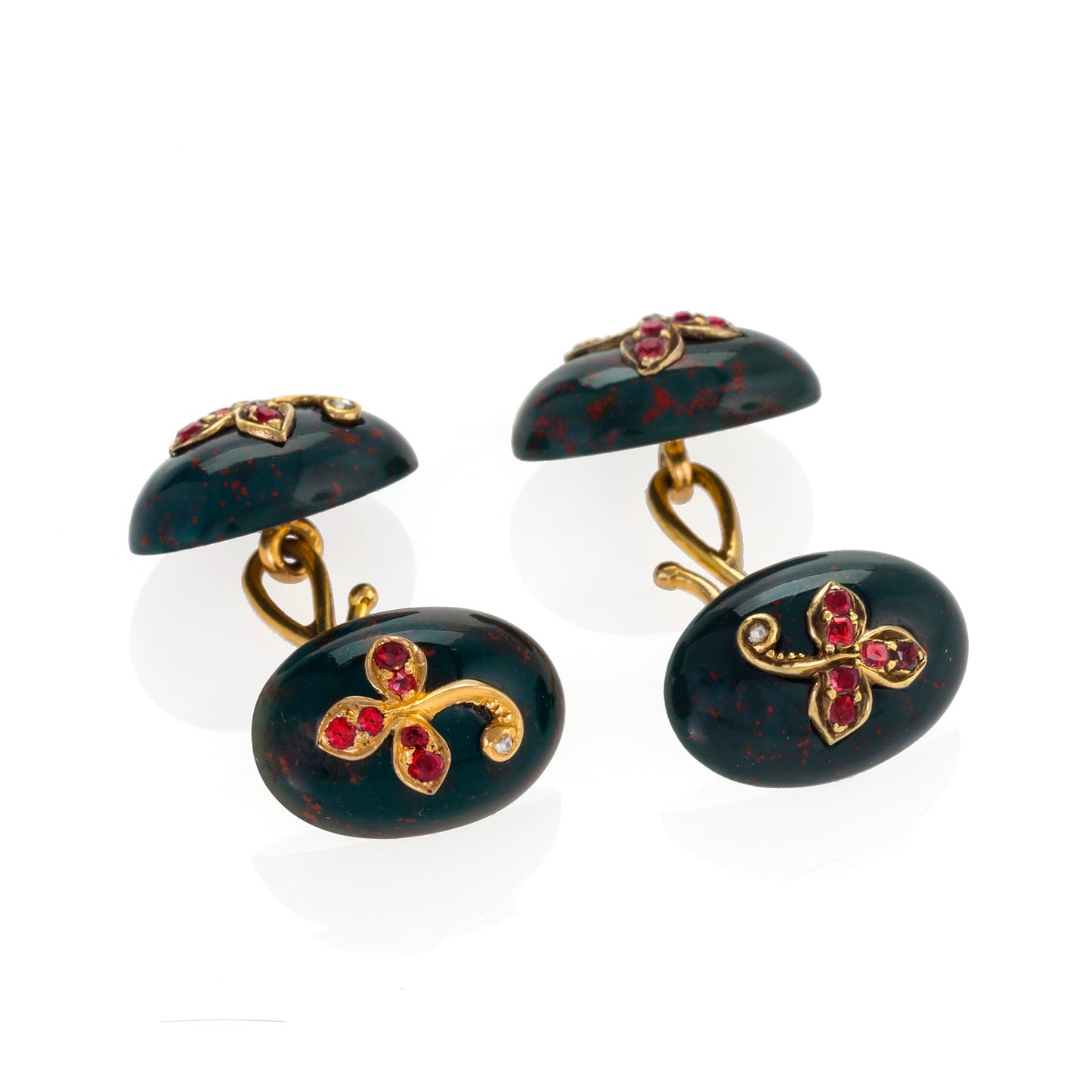 Macklowe Gallery Bloodstone and Ruby Cuff Links