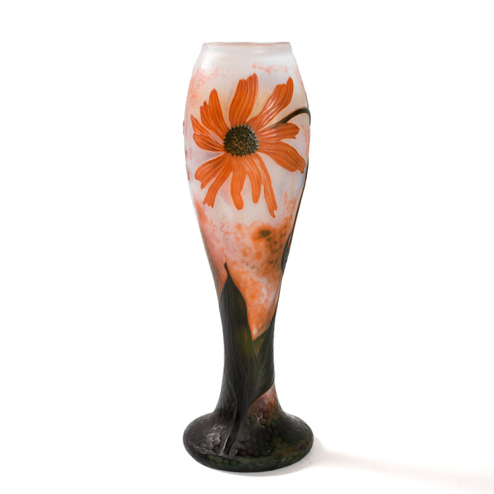 Daum Nancy Coneflower Cameo Glass Vase